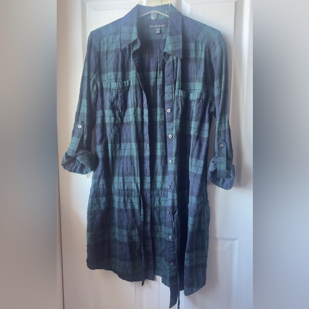 Banana Republic Green and Black Checkered Dress